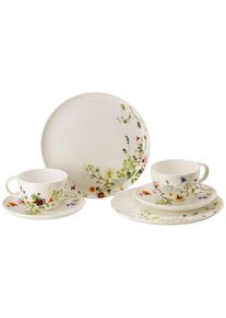 Rosenthal Kaffeeservice , Mehrfarbig , Keramik , 6-teilig , Floral , 300 ml,300 ml , Geschirr, Geschirrsets, Kaffeeservice