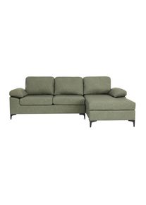 Mid.you Ecksofa , Grün , Textil , Füllung: Schaumstoff,Schaumstoff , Ottomane rechts, L-Form , 262x135 cm , Wohnzimmer, Sofas & Couches,