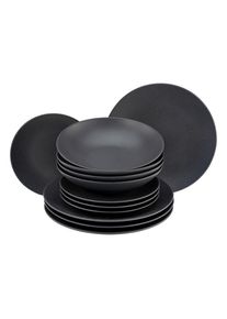 Creatable Tafelservice , Schwarz , Keramik , 12-teilig , Geschirr, Geschirrsets, Tafelservice