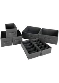 My Baby Lou Aufbewahrungsboxen-Set , Anthrazit , Textil, Karton , Uni , faltbar , Ordnen & Aufbewahren, Deko-& Aufbewahrungsboxen