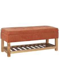 Mid.you Hockerbank , Naturfarben, Orange , Holz, Textil , Kiefer, Kautschukholz , massiv, Sperrholz , 110x49x43 cm , Abstellfläche , Garderobe,
