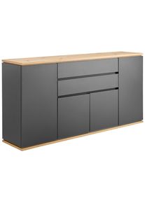 Xora Sideboard , Graphitfarben, Eiche Artisan , Holzwerkstoff , 5 Fächer , 2 Schubladen , 184x93x42 cm , Typenauswahl, Beimöbel erhältlich, stehend ,
