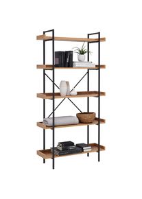 Xora Regal , Schwarz, Eiche Wotan , Holzwerkstoff , 5 Fächer , 90x172x30 cm , Bsci , stehend , Wohnzimmer, Regale, Bücherregale