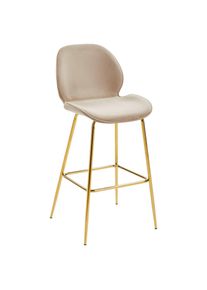 Livetastic Barhocker , Taupe, Goldfarben , Holz, Metall, Textil , Pappel , Sperrholz , Rundrohr , 47x104x55 cm , Holzmöbel, Sitzgelegenheiten Holz,