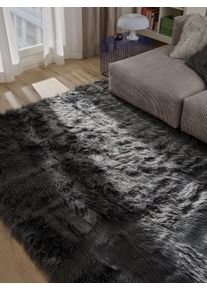 Tapis poil ras shaggy lavable Nanuk Anthracite 80x150 cm - Tapis poil court design moderne pour salon