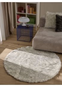 benuta Pop Pestävä korkeakasvoinen matto Nanuk Musta/valkoinen ø 80 cm pyöreä Schwarz/Weiß Uni