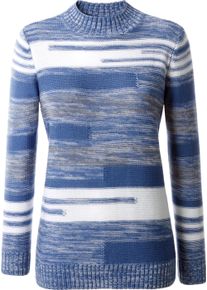 Dames Trui met opstaande kraag blauw gemêleerd Maat 40
