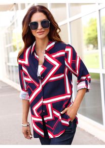 Dames Lange blouse met grafische print in marine/rood geprint ,maat 36, WITT, 100% Viscose