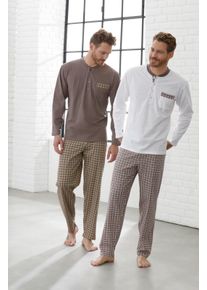 Panska Pyžam&aacute; Tmavohnedosiv&aacute; + svetlob&eacute;žov&aacute; veľkosť 60/62