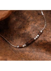 Holzkern Colliers Femme Argent et Noyer