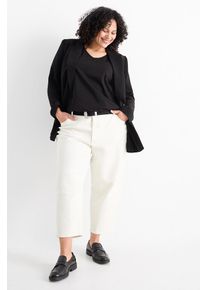 C&Amp;A Pantaloni di stoffa con cintura-vita alta-tapered fit, Bianco, Taille: 52