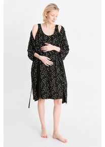 C&A Mama C&A Zestaw-koszula nocna do karmienia i szlafrok-2 części, Czarny, Rozmiar: XL