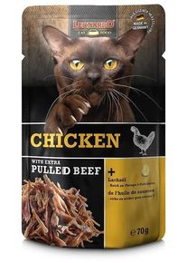 Leonardo Pulled Beef Nassfutter, 16x70g, Huhn