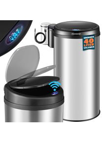 Monzana Sensor afvalbak Zilver roestvrij staal 40 liter