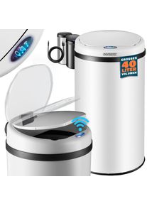 Monzana Sensor afvalbak Wit roestvrij staal 40 liter