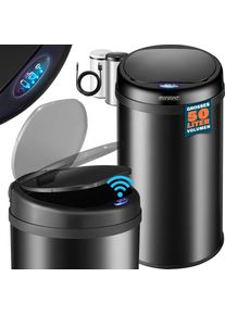 Monzana Sensor afvalbak Zwart roestvrij staal 50 liter