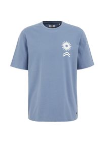 WE Fashion Män T-shirt rökblå / vit Storlek M