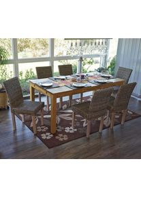 6er-Set Esszimmerstuhl Littau, Korbstuhl Stuhl Küchenstuhl, Kubu-Rattan