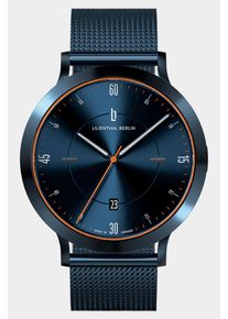 Men's Automatic Watch – Blue Orange - Brushed Steel Case, Sapphire Glass, Mesh Bracelet - 38h Power Reserve, 42mm , Swiss Automatic Movement -