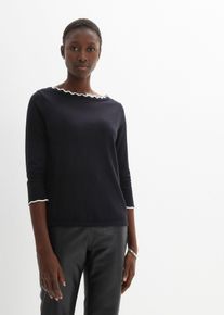 Finstickad tröja med sidenandel - svart - storlek 48/50 (XL) - bonprix