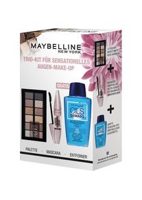 Maybelline New York Augen Make-up Lidschatten Geschenkset The Nudes Lidschatten Palette 9,6 g + Augen-Make-up Entferner 150 ml + Lash Sensational Voller-Wimpern-Fächer Mascara Very Black 9,5 ml 1 Stk.