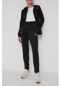 EA7 Emporio Armani pantaloni de trening femei, culoarea negru, cu imprimeu