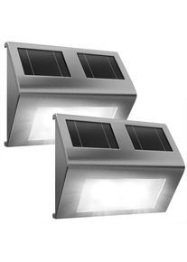 Monzana Set de 2 apliques solares LED de acero inoxidable