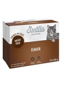 12x85g Smilla Verse Zakjes Senior Hapjes in Saus Mixpakket