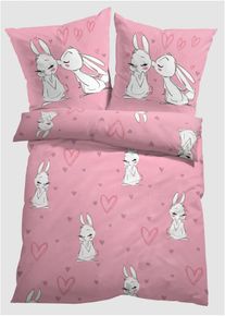 Parure de lit avec lapins - rose - taille 135x200 cm - 100% coton - bonprix