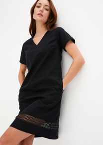 Robe à empiècement dentelle - noir - taille 44 - lin - bonprix