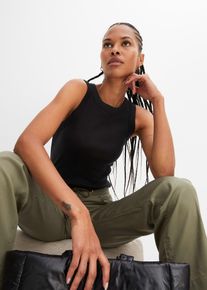 Débardeur côtelé 100% coton - noir - taille 38/40 (S) - 100% coton,Matière côtelée - bonprix