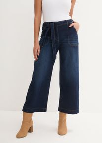 Jean large raccourci taille haute élastiquée - bleu - taille 40 avec coton - bonprix