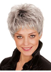 Dames Pruik Diana in lichtgrijs ,maat 0, WITT, 100% Overig