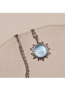 Collar Plata Con Colgante En Nácar Azul, Regalo Originale Para Ella