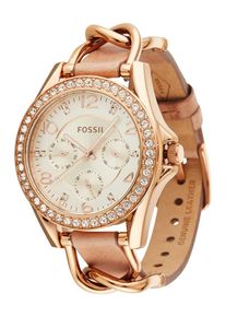 Fossil Dames Analoog horloge 'RILEY' sand / goud / rose-goud One Size