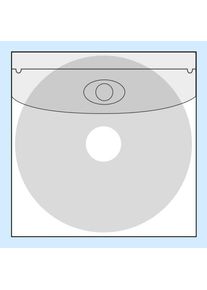100 CD-pockets, self-adhesive, squared, with flap, PP, transparent