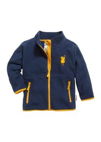 Playshoes Bluza polarowa 'DIE MAUS' dla chłopców atramentowy / szafranowy / czarny Rozmiar 80