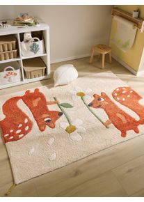 Lytte Pestävä puuvillamatto Lotte Beige/Monivärinen 120x170 cm Eläinaiheet,Lasten motiivit