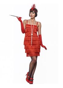 Smiffys Robe de cocktail rouge Flapper avec franges