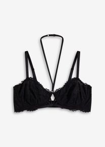 bonprix Mujer, Sujetador tipo balconette con aros sin relleno, negro, 90