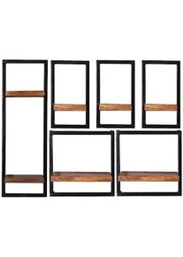 SIT-MÖBEL SIT Möbel Juego de estantería de pared | 6 piezas | madera de mango con metal viejo | serie PANAMA | A 105 x P 25 x A 75 cm | natural