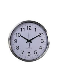 Perel Reloj de pared, redondo, analógico, 50 cm, hora radiopilótica (DCF), aluminio, plata