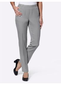 Dames Broek met persplooien en comfortband, achter in steengrijs ,maat 38, WITT, 100% Polyester