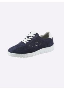 Dames Sneaker met perforaties in marine ,maat 38, Witt, 100% Su&egrave;de