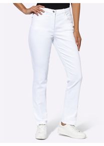 COSMA Dames Jeans met gevlochten kabelgedeelte op de band in wit ,maat 36, Witt, 81% Katoen, 17% Polyester, 2% Elastan
