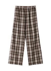 Bershka Dames Broek bruin / zwart / offwhite 34