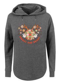 F4NT4STIC Dames Sweatshirt 'Groovy And Bright Christmas Disco Deer' donkergrijs / gemengde kleuren L
