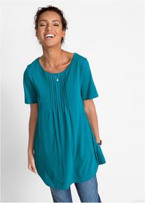T-shirt in A-lijn korte mouw - petrol - maat 56/58 (3XL) - viscose - bonprix