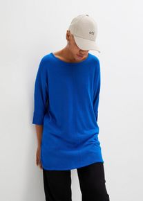 Lange gebreide trui met 3/4 mouwen wijd model - blauw - maat 44/46 (L) - viscose - bonprix