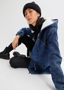 Denim parka met teddy - blauw - maat 44 - met katoen - bonprix